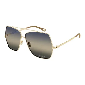 Chloe Metal Aviator Sunglasses Women's Gold