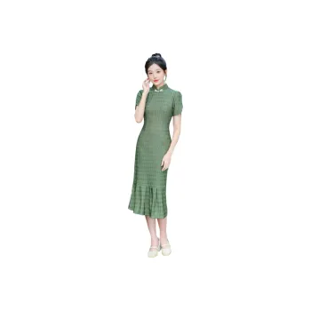 Red Colored Clothes Cheongsam Women's Green