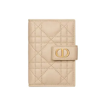 DIOR Caro Calfskin Card Holder Women's Pink Beige