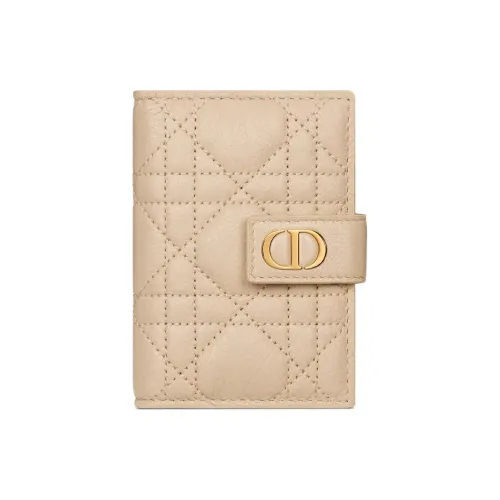 DIOR Caro Calfskin Card Holder Women's Pink Beige