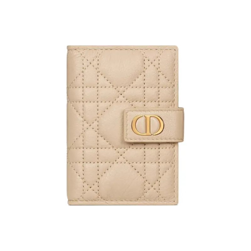 DIOR Caro Calfskin Card Holder Women's Pink Beige-0