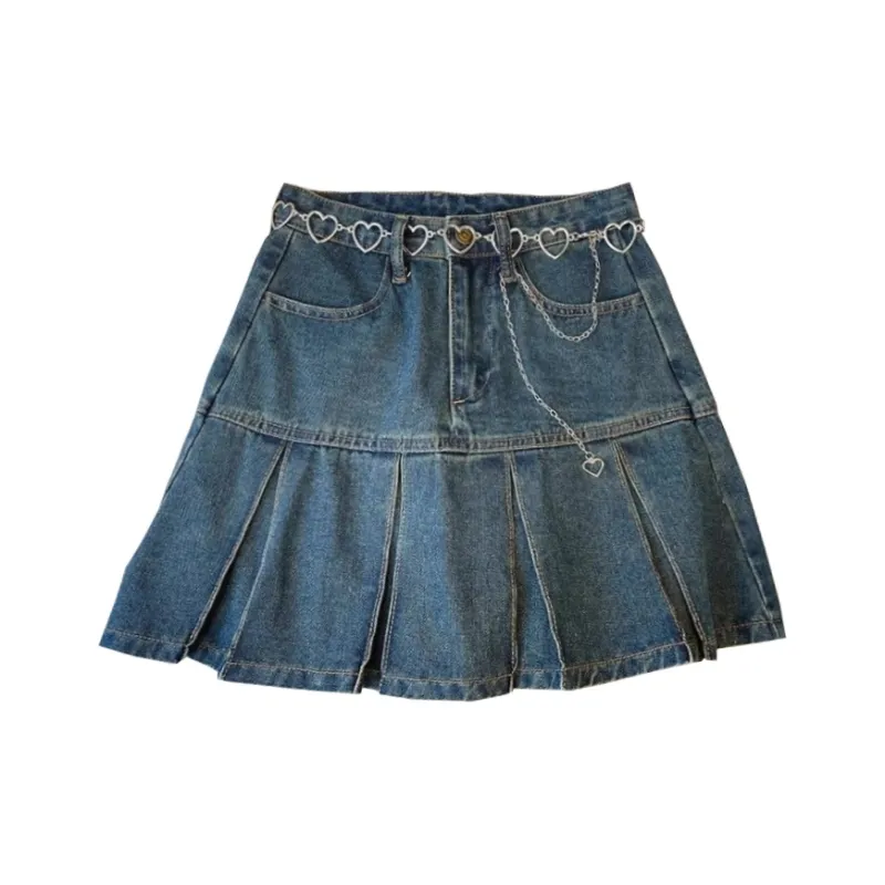 Concubine Zhu Denim Short Skirts Women's Blue-0