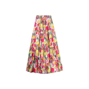 Wbwq Casual Long Skirt Women's Orange Red