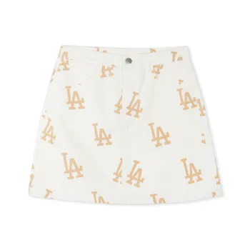MLB Denim Short Skirts Women's Milk White