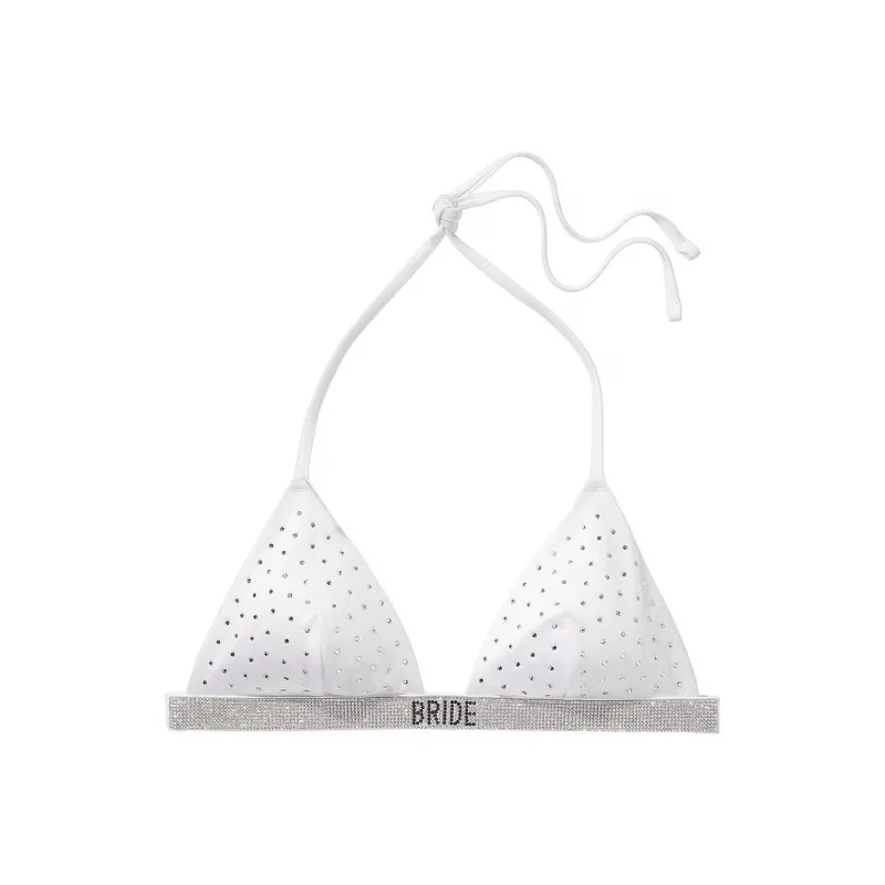 Victoria's Secret Bride Shine Triangle Bikini Top / White Bikini Women's White-0
