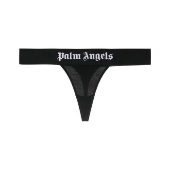 PALM ANGELS Logo tape Stretch cotton Thong