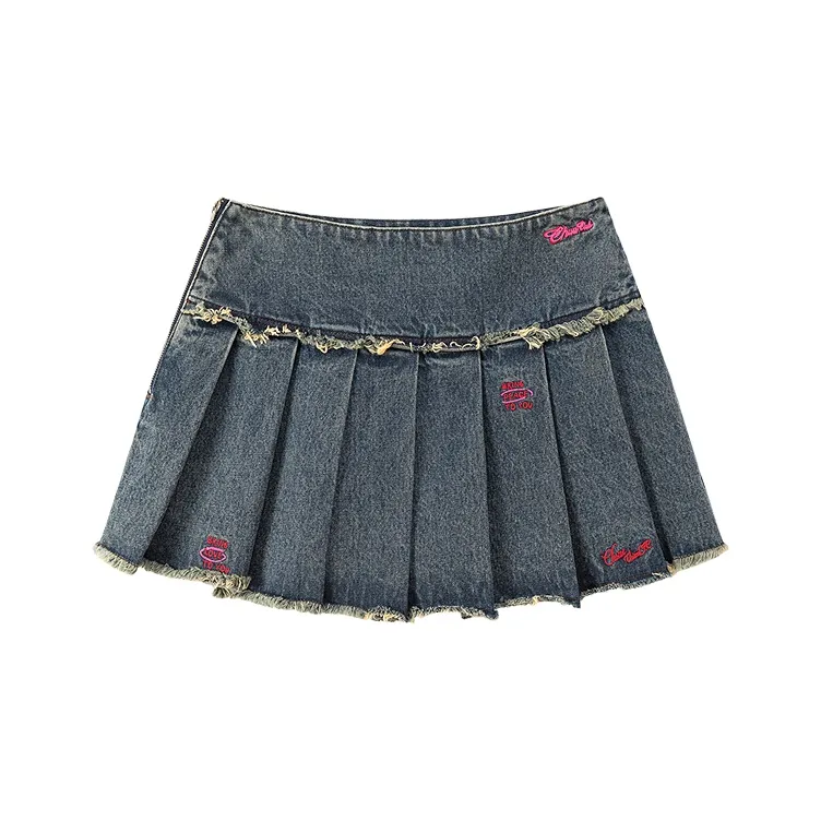 CHUU Casual Short Skirts Women's Dark Denim Blue-0