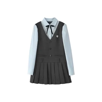 QYPRF Skirt Set Women's Dark Gray+Blue