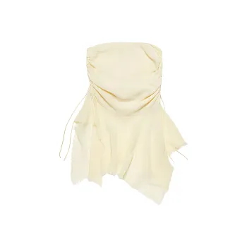 Acne Studios Ruched Frayed Hem Midi Skirt