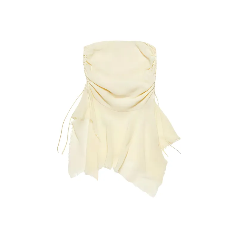 Acne Studios Ruched Frayed Hem Midi Skirt-0