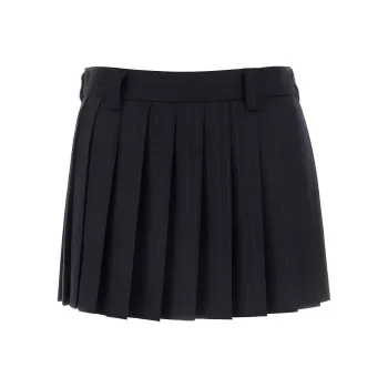 MIU MIU Logo-Appliqué Pleated Mini Skirt
