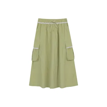 ELF SACK Casual Long Skirts Women's Fresh Green