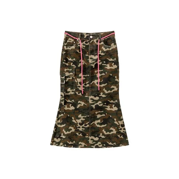 CHUU Casual Short Skirts Women's Green Camouflage-0