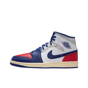 Jordan Air Jordan 1 Anti Slip Wear Resistant Mid Top Vintage Basketball Shoes Unisex Blue White