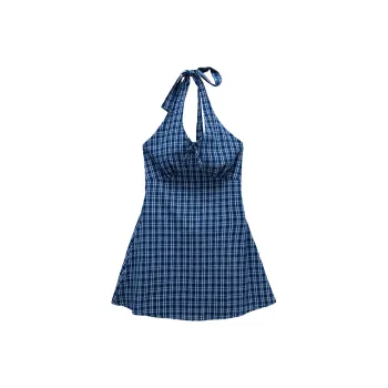 PAZZO V Neck Halter Lace Up Slip Dress Women's