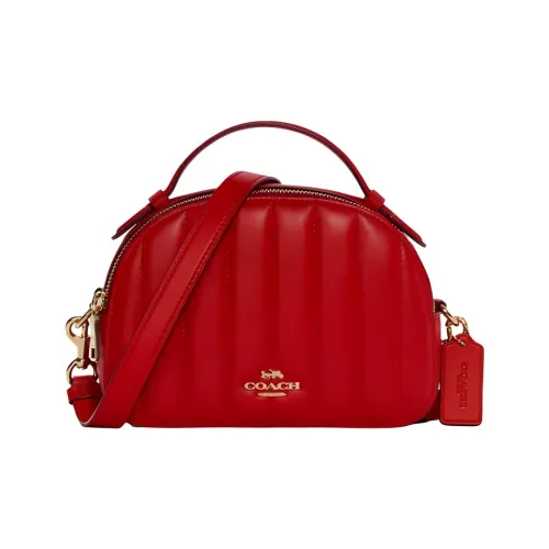COACH Serena Lambskin Leather Dome Bag Handbag Shoulder Bag Crossbody Bag Small Size Women's Red