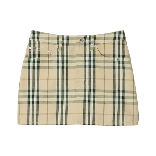Burberry Checked Denim Mini Skirt