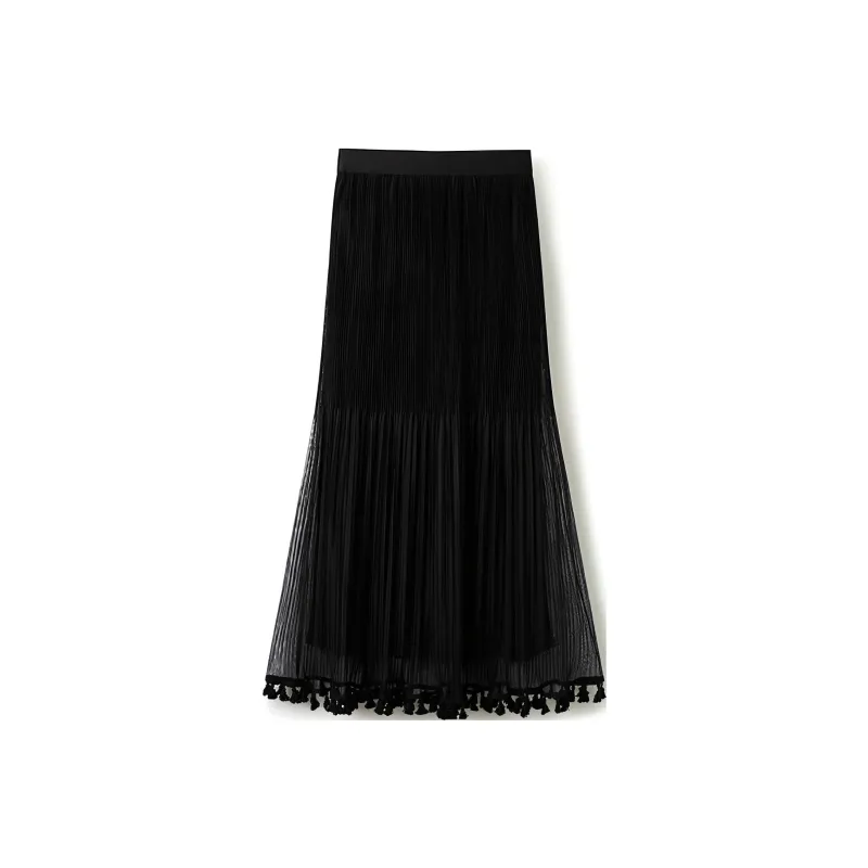 TKY SHOP Casual Long Skirt Women's Elegant Black-0