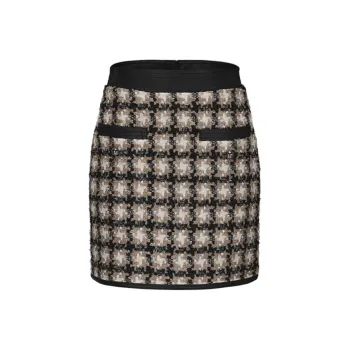 GIMING Casual Short Skirts Women's Black Coffee Plaid