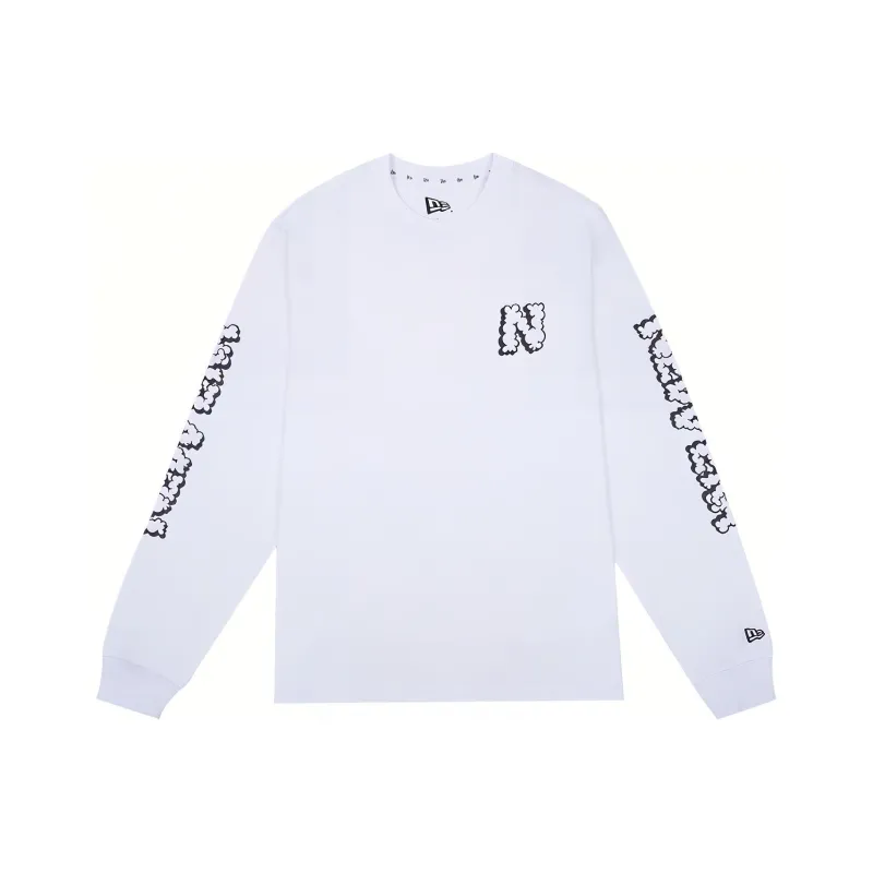 New Era Long Sleeved T Shirt Unisex White-0