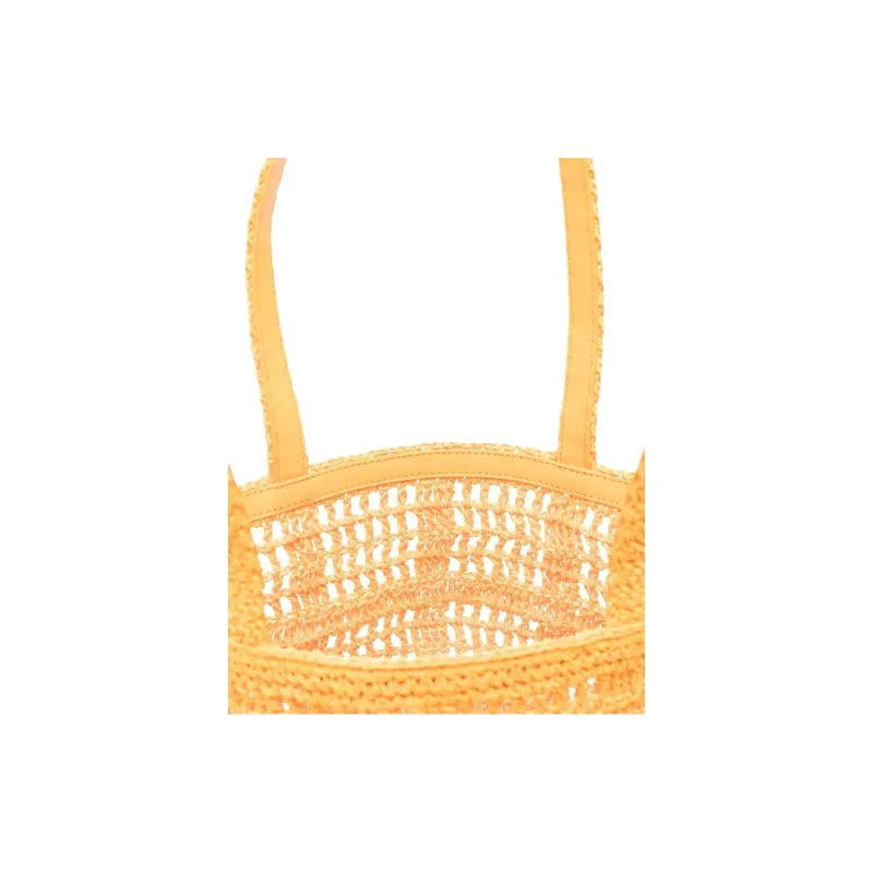 TORY BURCH Ella Plant Material Tote Bag, Shopping Bag, Shoulder Bag Trumpets Women's Yellow-2