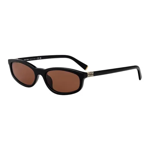 MIU MIU Plate Frame Irregular Shape Sunglasses Women's Black