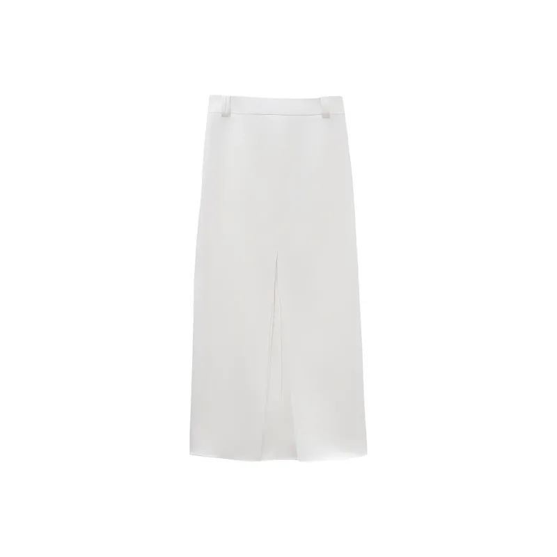 INSUN Casual Long Skirts Women's Raw White-0
