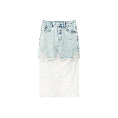 CHUU Casual Short Skirts Women's Light Denim Blue