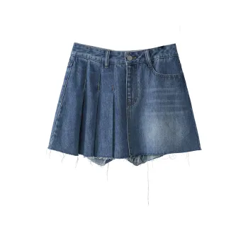 Fstudio Denim Short Skirts Women's Blue