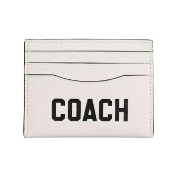 COACH Card Case Grain Leather Card Holder Mini Men's Chalk White