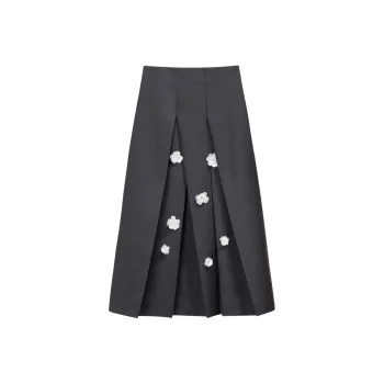 NancyCavally Casual Long Skirts Women's Gray