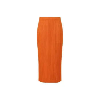 PLEATS PLEASE ISSEY MIYAKE SS24 Casual Long Skirt Women's Dark Orange