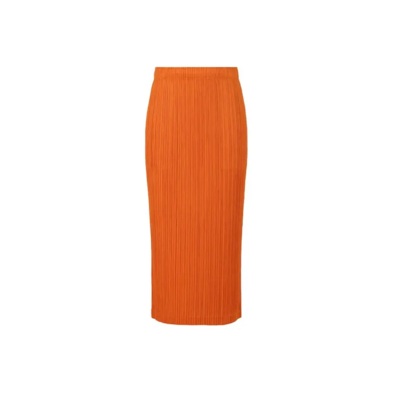 PLEATS PLEASE ISSEY MIYAKE SS24 Casual Long Skirt Women's Dark Orange-0