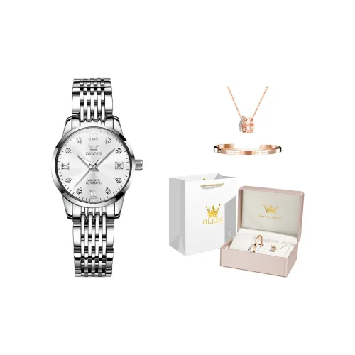 OLEVS Mechanical Movement Stainless Steel Watchband Watch Women's Watch White Dial