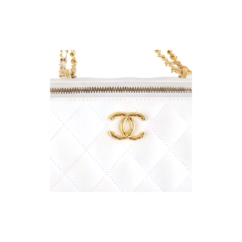 CHANEL Patent Leather Glossy Leather Box Bag, Makeup Bag, Storage Bag, Crossbody Bag, Shoulder Bag Women's White-2