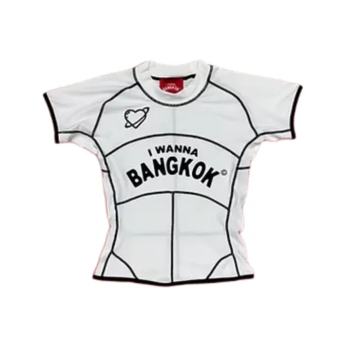 IWANNABANGKOK 화이트 남녀공용 티셔츠