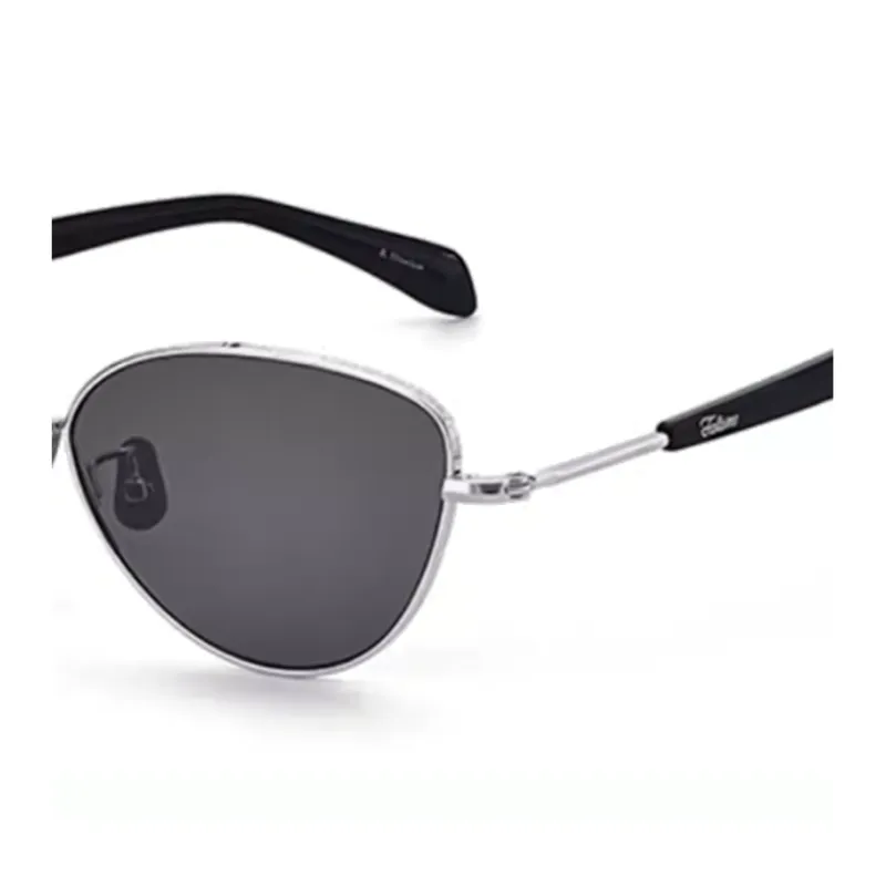 Fakeme Plate Frame Β Titanium Cat Eye Sunglasses Unisex Silver-2