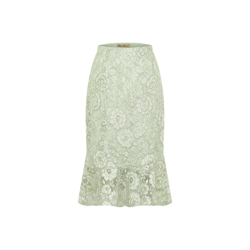 BBLLUUEE SS24 Casual Long Skirt Women's Avocado Green-0