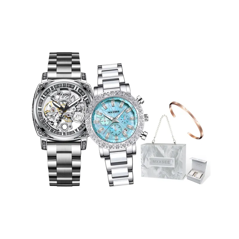 MXXSEE Automatic Mechanical Movement Steel Strap Watch Unisex White Dial-80