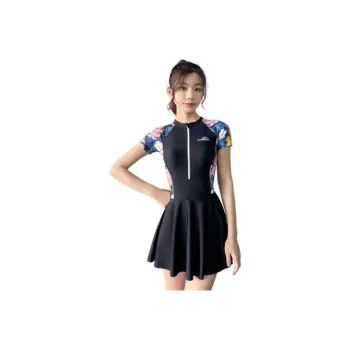 Youyou One Piece Swimsuits Women's Black With Floral Pattern