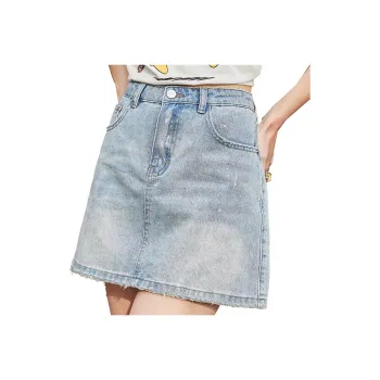 ELF SACK Denim Short Skirts Women's Denim Light Blue
