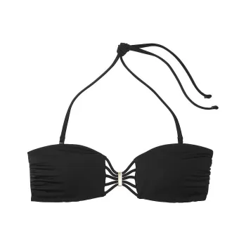 Victoria's Secret PINK Archives Swim Strappy Bandeau Bikini Top / Black Bikini Women's Black