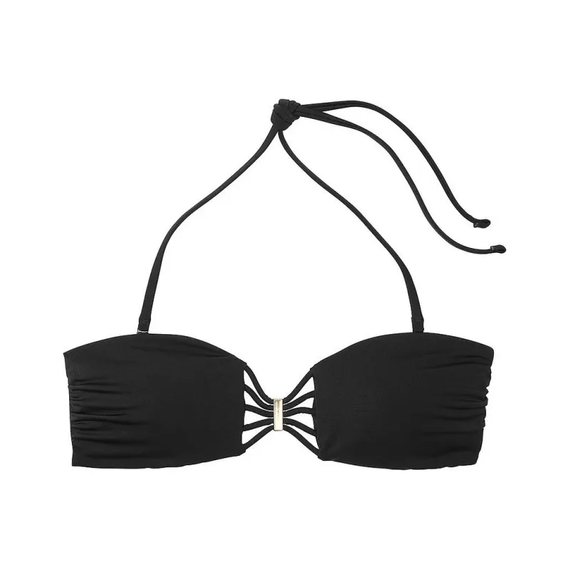 Victoria's Secret PINK Archives Swim Strappy Bandeau Bikini Top / Black Bikini Women's Black-0