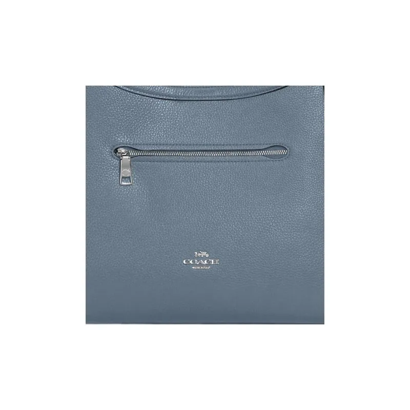 COACH Kristy Pebble Leather Bucket Bag, Handbag, Crossbody Bag, Shoulder Bag Large Size Women's Haze Blue-3