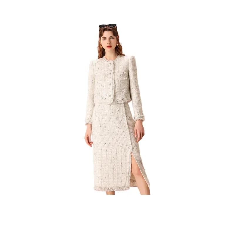 FENHONGMALI Skirt Set Women's White-0