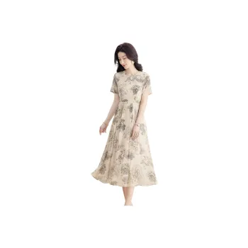 Cypress House Short Sleeved Dress Women's Apricot Ink Wash