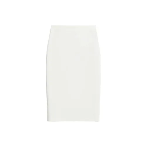 MaxMara Eden Collection Cotton Canvas Midi Skirt Casual Long Skirt Women's White