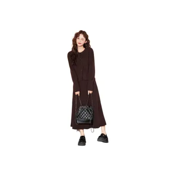 Tonlion Skirt Set Women's Dark Coffee Brown