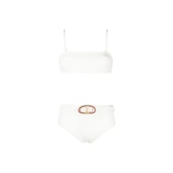 Zimmermann Alight Ribbed-knit Bandeau Bikini