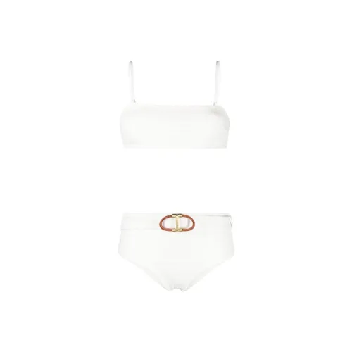 Zimmermann Alight Ribbed-knit Bandeau Bikini